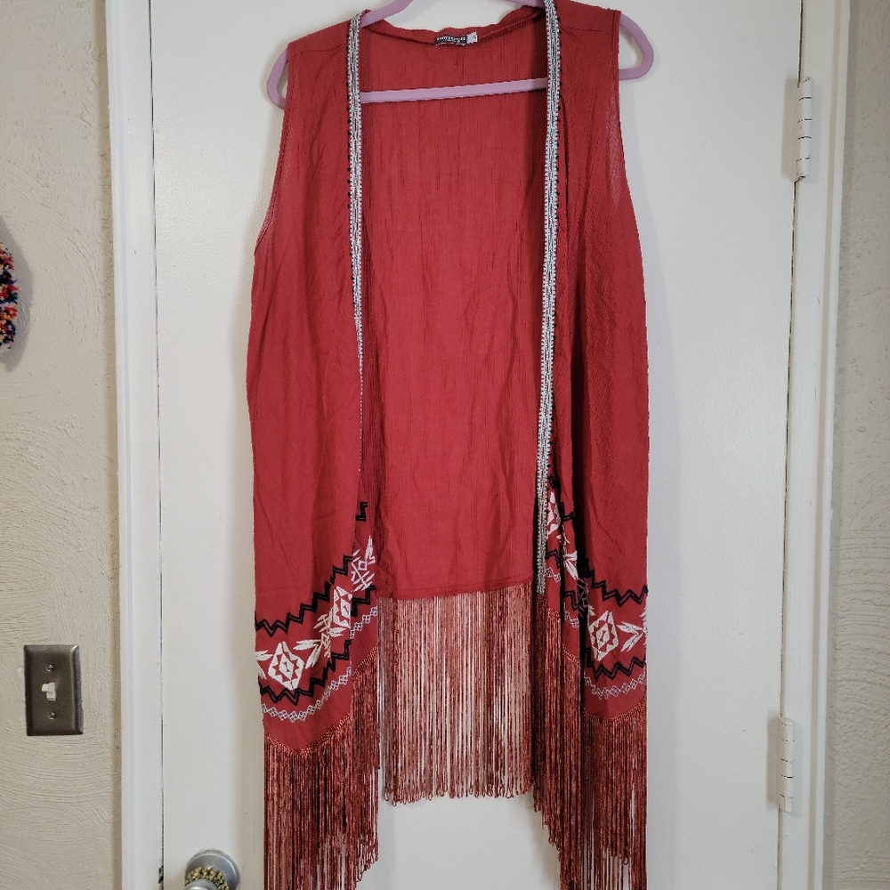 NWOT Earthbound Boho Fringe Vest Sz XL